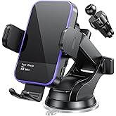 Wireless Car Charger,【7 Colored LED Backlit】 Mosurr 15W Auto Clamping Phone Holder Car Mount Charger for iPhone 16 15 14 13 1