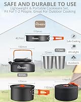 HOMGEN Camping Cookware Set 2-3 People Aluminum Pots Pans Stove Kit view 2