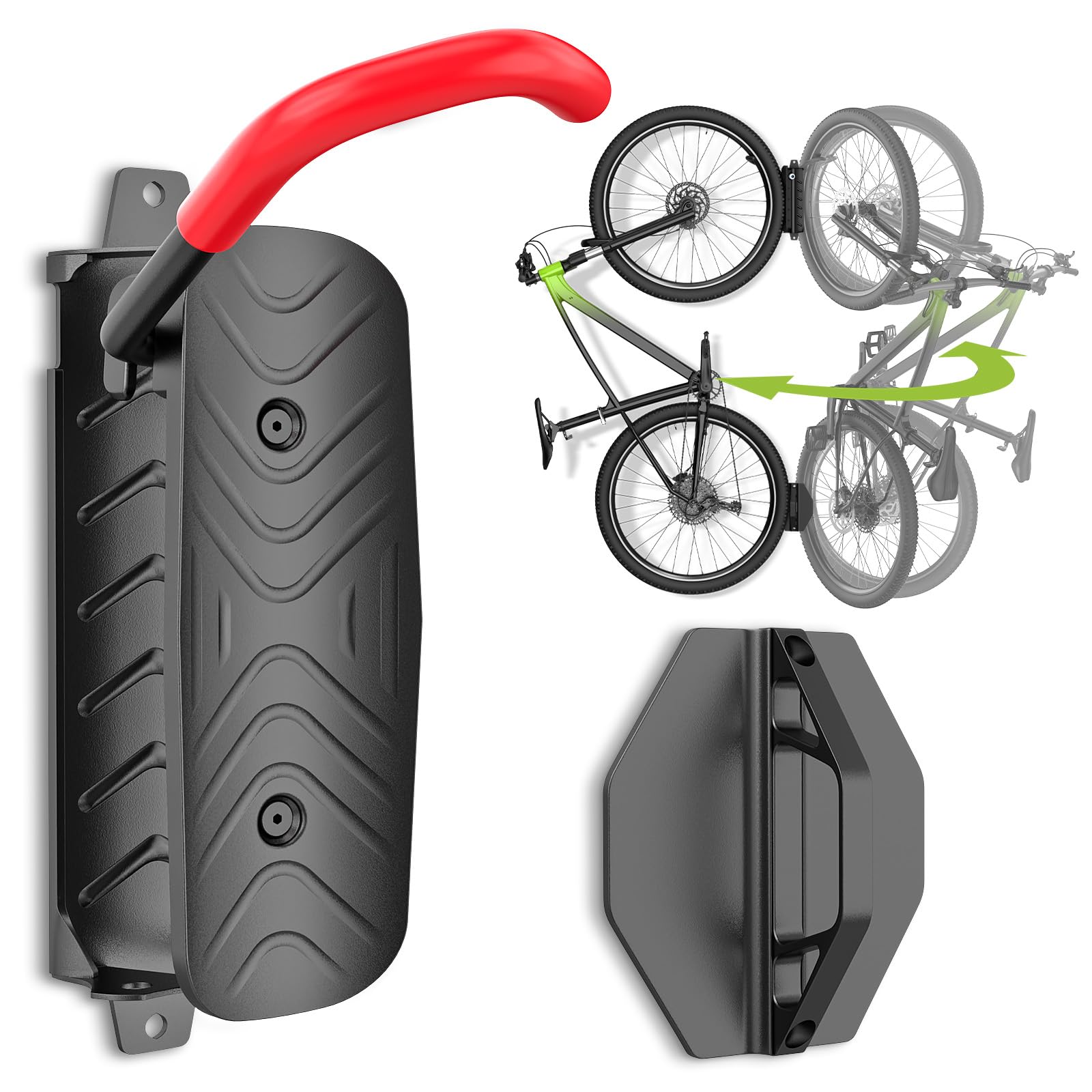 Housolution Swivel Bike Wall Mount [1 Pack], 150° Swivel Holds up to 66lbs Vertical Bike Rack Wall Hanger, Bike Hangers for Garage, Mountain Bike Wall Mounts, Bicyckle Storage Rack for Garage