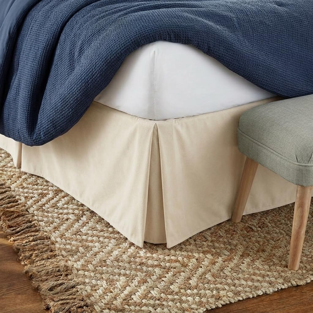 Linen Market Bed Skirt - Ultra Soft Microfiber - Easy Fit with 14 Inch Tailored Drop - Hotel Quality, Shrinkage & Fade Resistant - Bed Cover - Twin Bed Skirts - Bedroom Décor - (Twin, Ivory)