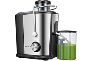 AICOOK Dual Speed Centrifugal Juicer Machine, 3' Wide Mouth Juice Extractor, Quiet Motor, BPA Free, Anti-drip, Juice Jug & Pu