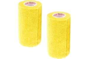 PRAIRIE HORSE SUPPLY Vet Wrap Tape (Yellow) (2 Pack) (2 Inch x 15 feet) Self Adhesive Adherent Adhering Cohesive Flex Self Stick Bandage Grip Roll Dog Cat Pet Horse