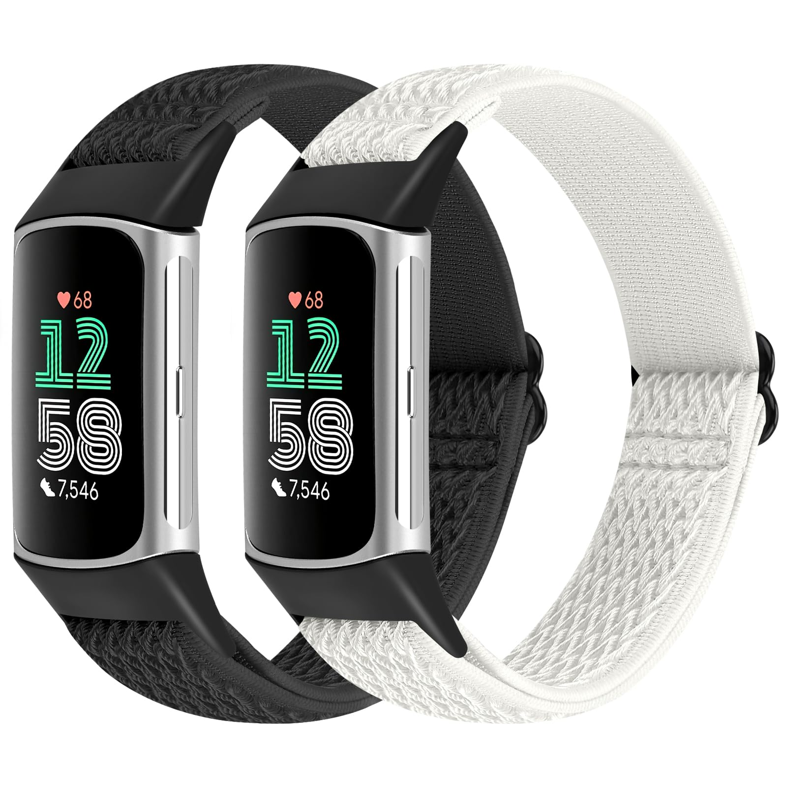 KIBDSNG Elastic Nylon Straps Compatible with Fitbit Charge 6/Fitbit Charge 5, Soft Adjustable Sport Replacement Bands for Women Men