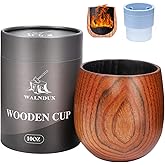 WALNDUX Charred Wooden Whiskey Glasses Set - 1 Pack with Ice Ball Molds - Premium Bourbon Gifts for Men Dad Brother - Old Fashioned Glasses