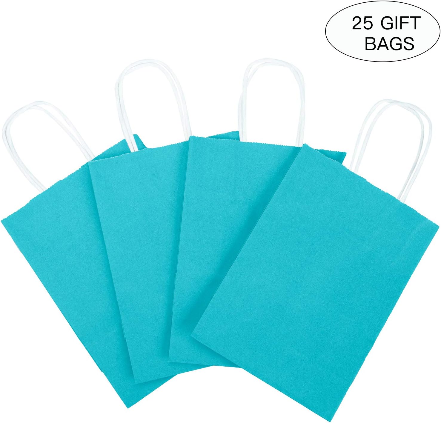 Loveinside 15x8x21 cm Paper Bags Small Kraft Blue Gift Bags Bulk with Handles for Birthday Wedding Party Favors 25pcs/ SET - Image 3