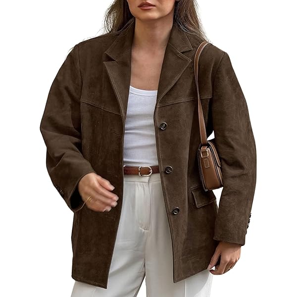 Womens Vintage Suede Jacket Coquette Oversized Faux Leather