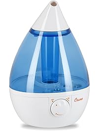Crane USA Humidifiers - Ultrasonic Cool Mist Humidifier, Filter-Free, 1 Gallon, for Home Bedroom Baby Nursery and Office, Blue and White