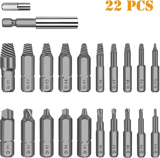 Werkzeug Damaged Stripped Screw Extractor Set for Broken Screw, All