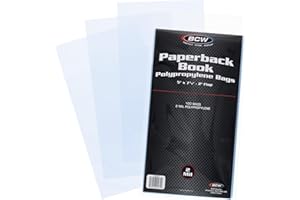 BCW Paperback Book Bags - 100-Pack | 5 x 7 3/8 Inches | Crystal Clear Polypropylene, Acid-Free Protection for Pocket Paperbacks | Book Covers for Paperbacks