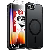 LeYi for iPhone SE 2022/2020 Case: iPhone-8/ iPhone 7 Phone Case, Compatible with Magsafe SE3 3rd Generation SE2 2nd Gen Matte Slim Protective with 2 Screen Protectors + 2 Camera Covers, Black