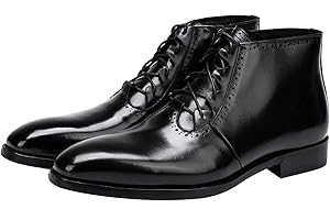 SANTIMON Mens Boot Lace Up Zipper Classical Oxford Leather Wing Tip Ankle Dress Boots Black Brown