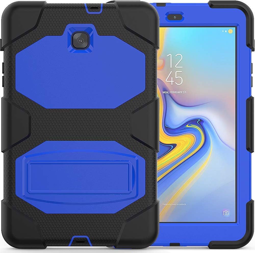 Galaxy Tab A 8.0 case 2018, Bingcok Heavy Duty Rugged Full-Body Hybrid Shockproof Drop Protection Cover with Kickstand for Samsung Galaxy Tab A 8.0 2018 Model SM-T387 Verizon/Sprint/T-Mobile (Blue)