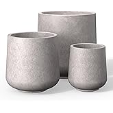 Kante 15.3"+11.6"+8.2" Dia Round Concrete Planter, Large Outdoor Indoor Planter Pots Containers with Drainage Holes and Rubber Plug for Home Garden Patio, Light Gray