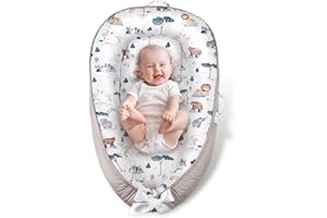 YOUSUDU Baby Lounger for Newborn Cover - Newborn Lounger for 0-12 Months, Ultra Soft Cotton Baby Bed Cover Perfect for Traveling and Napping (Grey Lion)