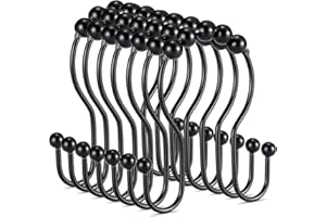 Goowin Shower Curtain Hooks, Rust Resistant Shower Curtain Rings Metal Double Glide Rollers Shower Hooks for Bathroom Shower 