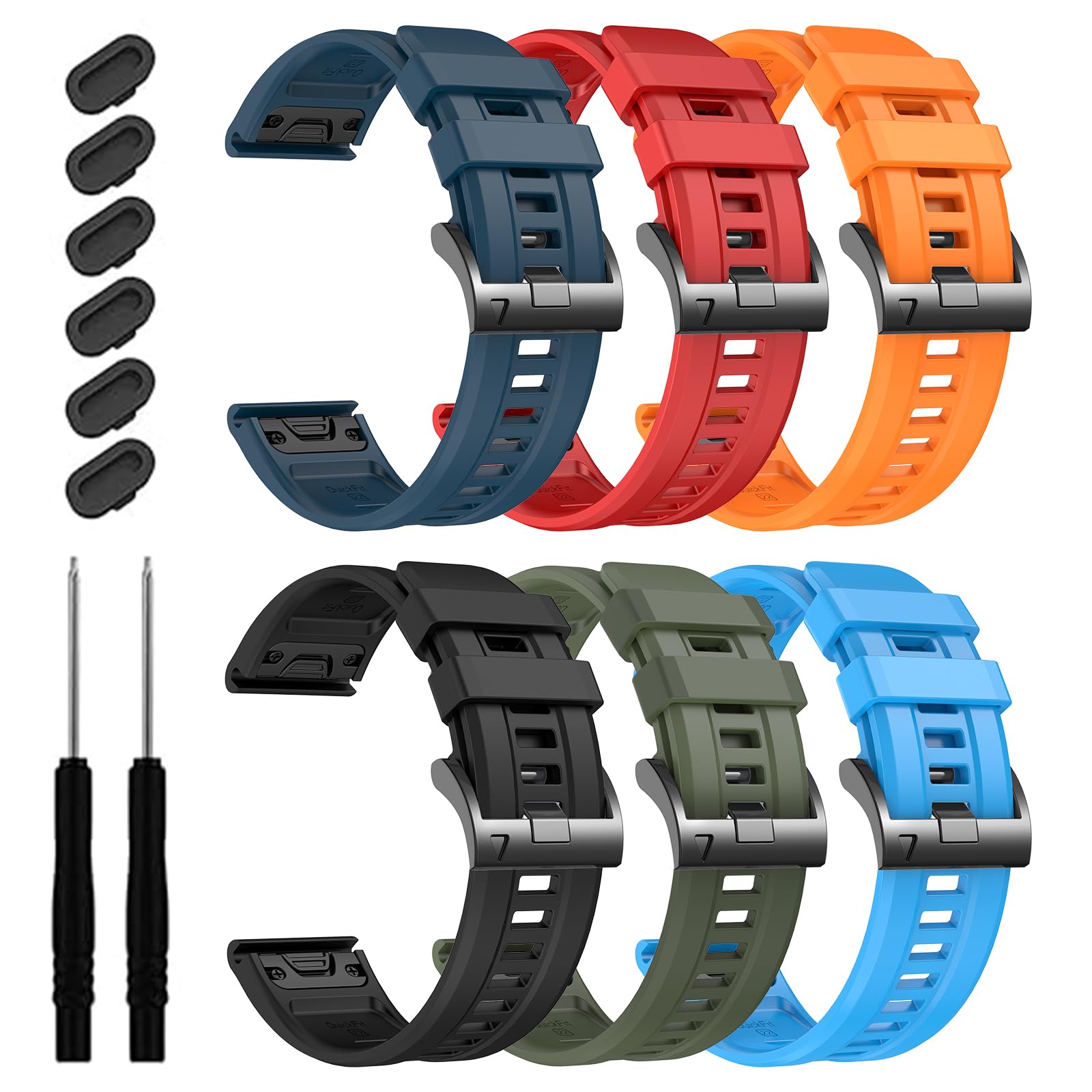 EZMVZKU 26mm Watch Straps Compatible with Garmin Fenix 8 AMOLED 51mm/7X Pro/7X/6X Pro/6X/5X Plus/5X, QuickFit Sport Silicone Watchband Replacement for Enduro 3/2/Descent Mk3i 51mm/Mk2i/Epix Pro 51mm