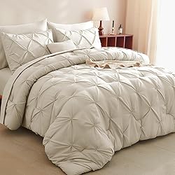 CozyLux California King Comforter Set Oatmeal, 7