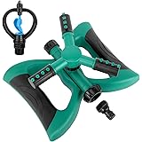 Blisstime Lawn Sprinkler, Automatic 360 Rotating Adjustable Garden Water Sprinklers Lawn Irrigation System Covering Large Are