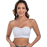 ANGOOL Strapless Bras for Women Wirefree Non-Slip Tube Top Invisible Bralette Seamless Padded Bandeau Bra