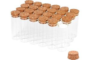 CADBIBE 24PCS 40ml Glass Test Tubes with Cork Stoppers, 30 x 80mm Liquid Sample Vial, Clear Flat Test Tubes for Bath Salt, Candy Storage, Scientific Experiments, Party Decoration and Plant Propagation