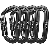 12kN Heavy Duty Carabiner Clips - Favofit Locking Carabiner for Keychain Key Ring Hammock & Dog Leash - 0.9oz Ultralight Snag-Free D Ring Carabiners for Camping Gym & Outdoor