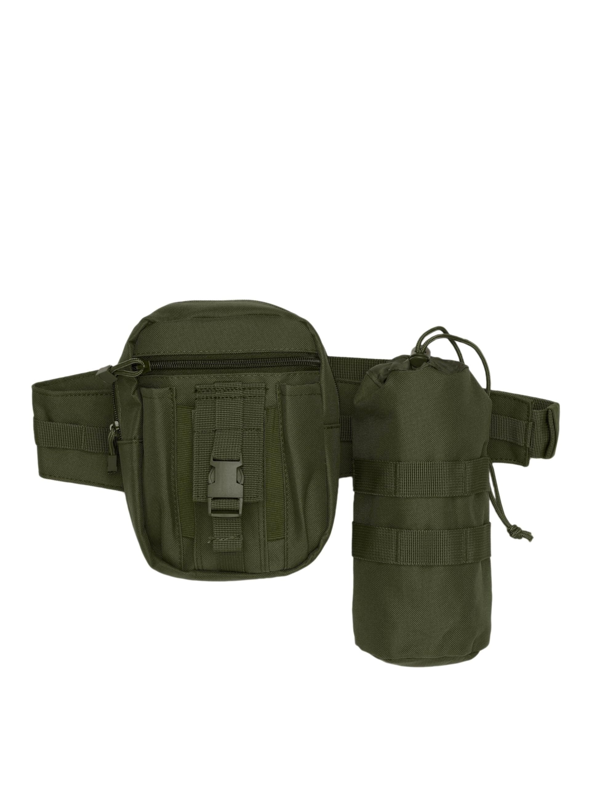 Brandit Waistbelt Bag Allround Belt Bag with Additional Bottle Holder for Outdoor Use, Olive, Einheitsgröße EU, Classic