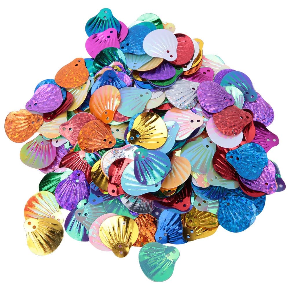 HEEPDD Shell Sequins, 500Pcs DIY PVC 18X20mm Shell Sequins Loose Sequins Wedding Veil Decoration for Earrings DIY Making Earring Pendants Garments Trimmings (Golden Mixed Color)