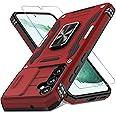 DEERLAMN Case for Samsung Galaxy A54 5G with Slide Camera Cover+Screen Protector(1 Pack),Rotated Ring Kickstand Military Grade Shockproof Protective Cover-Red