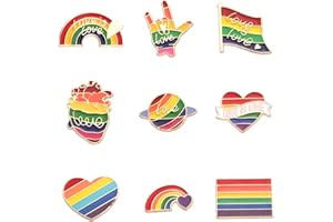 NQEUEPN 9pcs Progress Pride Pin, Rainbow Pride Flag Badge Lesbian Gay LGBT Enamel Pins Pride Ally Pin Bisexual Brooch Rainbow Pride Accessories for Men Women Transgender Clothes Bags Hats