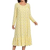 MZROCR Cotton Nightgowns for Women Soft Long Sleeve Night Gowns for Adult Women Comfy Night Shirts Lightweight Sleepwear