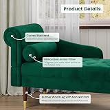 Vesgantti Velvet Chaise Longue Left Armrest Lumbar Pillow Green view 4