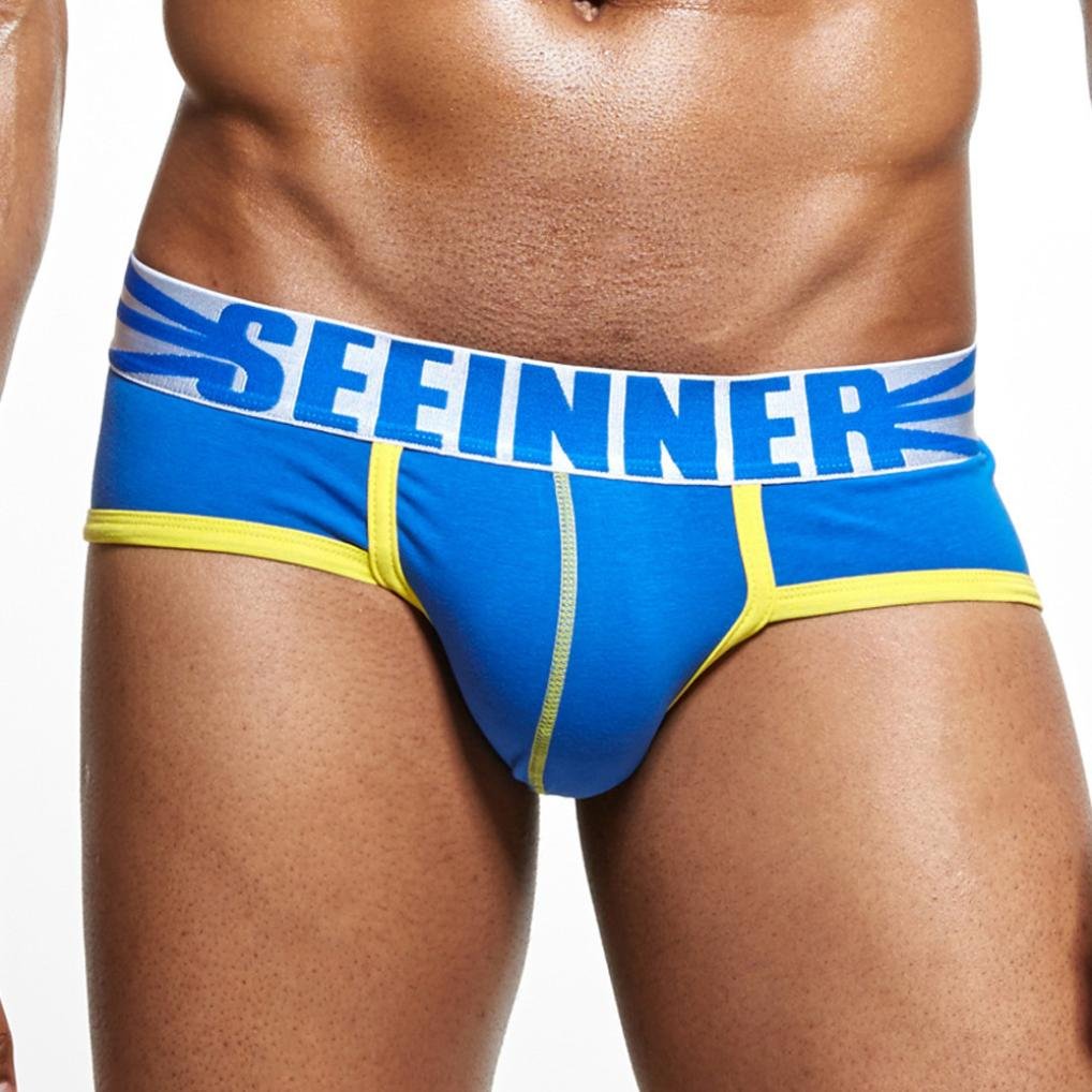 M, Blau Boxer Briefs Herren Ronamick Push Up Beutel Unterhose Knickers Weiche Shorts Komfortable Slips Underwear Badehose