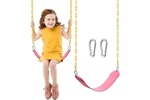 TURFEE Swings for Outdoor Swing Set -SwingSeat Replacement Kits with Heavy Duty Chains - Backyard Swingset Playground Accessories for Kids (Pink)
