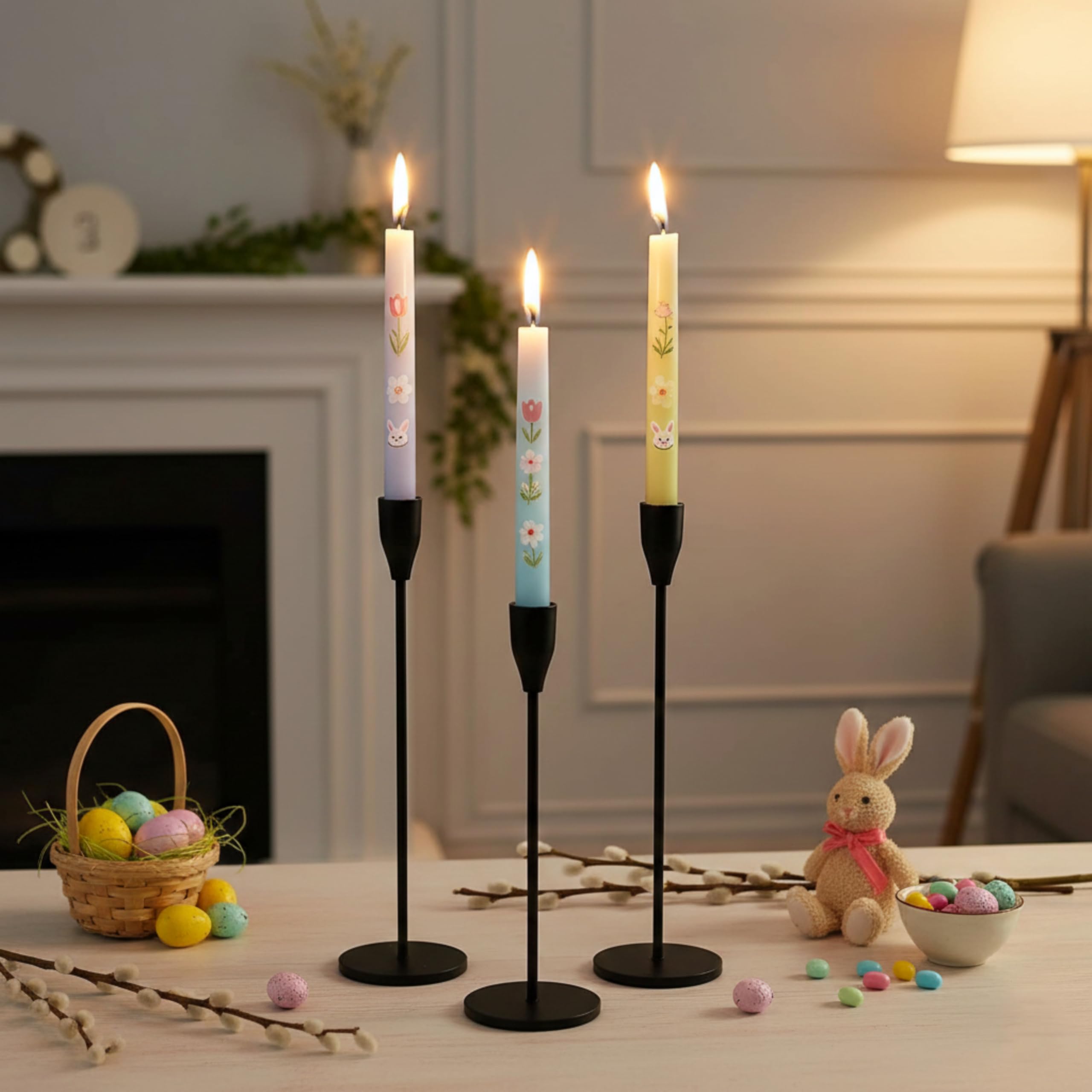 Photo 1 of Rely+ Black Matte Set of 3 Candlestick Holders Tall Taper Candle Metal Holder Centerpiece Table Decorations Candle Holder Kitchen Décor Wedding Party Decor