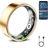 Mirlray Smart Ring for Women &amp; Men, Smart Ring Health Tracker, Blood Oxygen &amp; Heart Rate Monitor, Long Lasting Battery Sleep Ring, Waterproof Fitness Ring (Gold, 7)