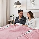 ONDAN Electric Heated Blanket 84"x90" Queen Size Microplush Cover Blanket, 4 Heat Settings & 10 Hours Auto Off, Cozy & Warm for All Night, Machine Washable, Light Pink