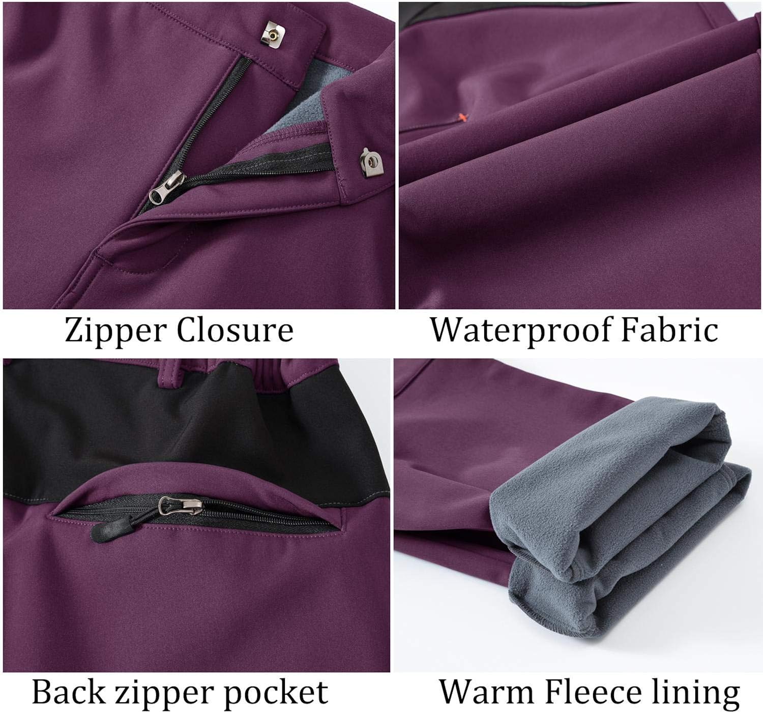 Rdruko Women's Waterproof Windproof Fleece Lined Warm Hiking Ski Snow Insulated Pants: Clothing