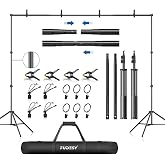 FUDESY Backdrop Stand Kit, 7x10ft Adjustable Photography Background Stand | Heavy Duty Photo Backdrop Stand with Crossbars, Spring Clamps Clips, Carrying Bag for Video Studio Parties Wedding Decoration