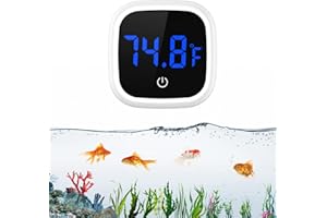 JXTZ Aquarium Thermometer, Digital LED Fish Tank Thermometer with Touch Buttons, High Accuracy Stick-on Thermometer, Energy-Saving, Range of 32℉-140°F, for Fish, Axolotl, Turtle, Aquatic, Planted