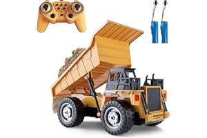 KASQERT RC Dump Truck Toys for Boys, 11 Channel Remote Control Dump Truck, RC Construction Vehicles with Sound and Light, Perfect Dump Truck Set Toy for Boys 6 7 8 9 10 11 12