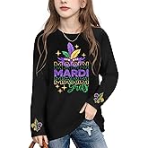 Kids Mardi Gras Shirt Boys Girls Carnival Party T Shirt Funny Fat Tuesday Long Sleeve Tops 5-12y