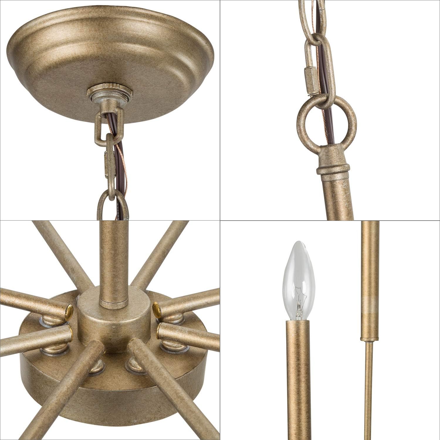 LALUZ Champagne Gold 8-Light High End Modern Chandelier for Dining, Bedroom, Living Room and Kitchen, 26.4" W x 35.4" H, A03225 - - 