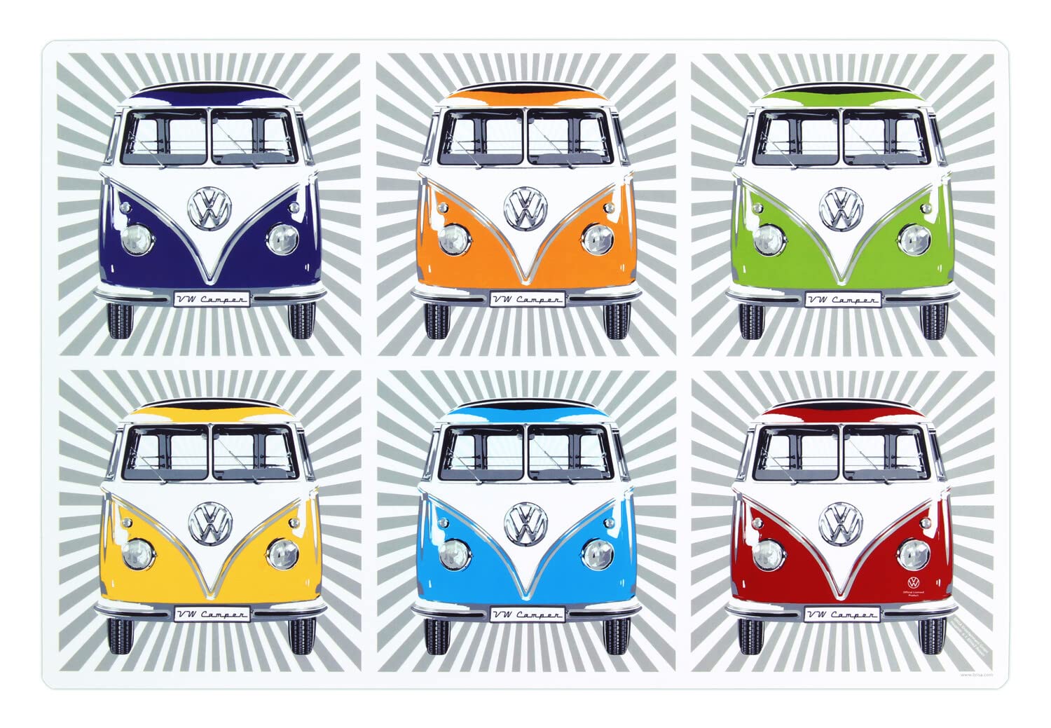 BRISA VW Collection - Volkswagen Table Mats Place Mats Washable 4-Piece Sets in T1 Bus Design (Samba Stripes Colorful/4-Piece Set)