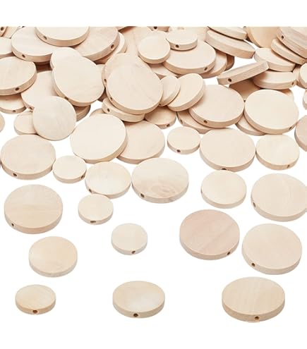 Amazon.com: PH PandaHall 100pcs Flat Round Wood Beads 14x7mm