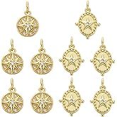 COGCHARGER 10Pcs Small North Star Charms for Jewelry Making Mini Cute Gold Plated Star Charms Brass Cubic Zirconia Pendants for DIY Necklace Bracelet Earrings DIY Supplies