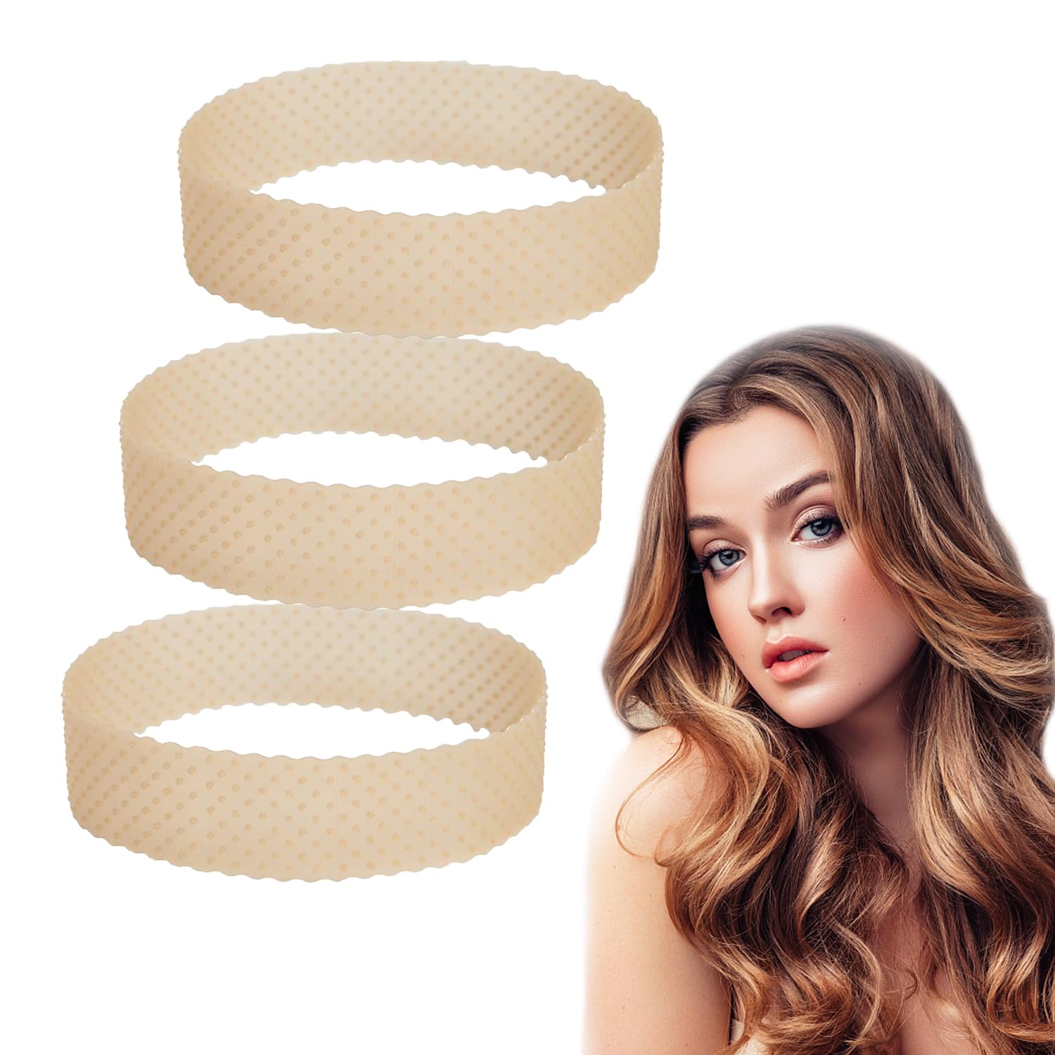 SYEYCW 3 Pcs Natural Wig Grip Band, Non-Slip Headband, Adjustable Elastic Wig Band, Strong Hold Wig Band, Transparent Silicone Headband, for Women Men Fix Accessories Wig in Place