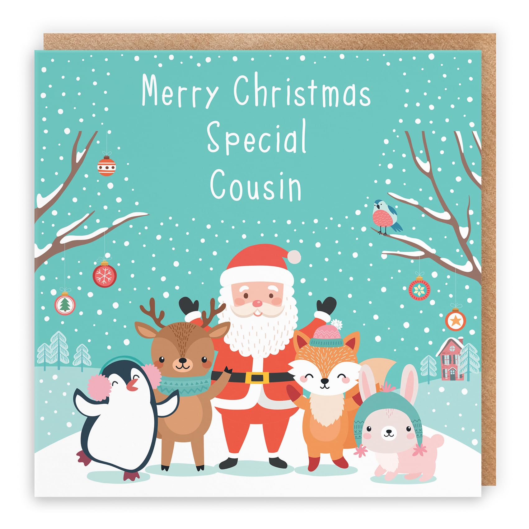 Hunts England - Cousin Christmas Card - Merry Christmas Special Cousin - Santa & Friends Collection - Fun Card — image 1