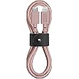 Native Union Belt Cable USB-C to Lightning - 4ft Ultra-Strong Reinforced Charging Cable with Leather Strap [MFi Certified] Compatible with iPhone 14, iPhone 13 and Earlier (Rose)