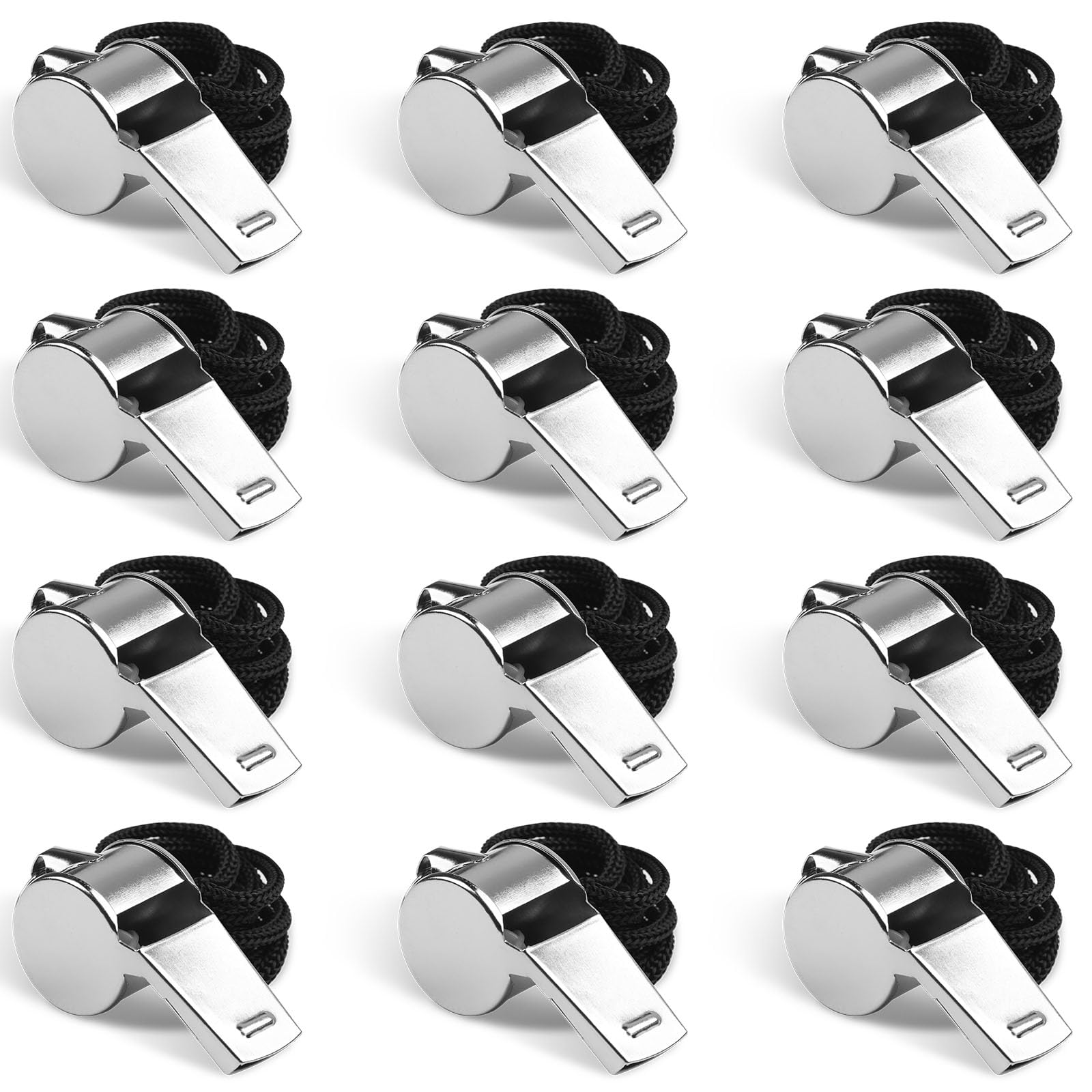 Photo 1 of Fya Whistle, 12PCS Sports Whistle with Lanyard, Very Loud Stainless Steel Whistle, Ideal for Coaches, Referees, Personal Defense, and Recreation