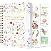 Hardcover Prayer Journal for Woman, 208 Pages Bible Journal for Scripture Study, Bible Study Supplies, Undated Church Devotional Notebook, Religious Faith Christians Gifts for Women Mothers Day Sister Gifts(Wildflower)